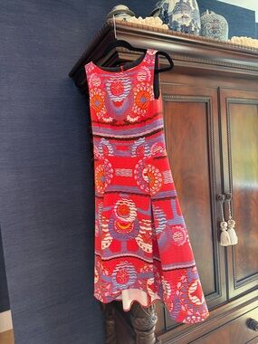 Peter Pilotto Red Multicolor Sleeveless Midi Dress